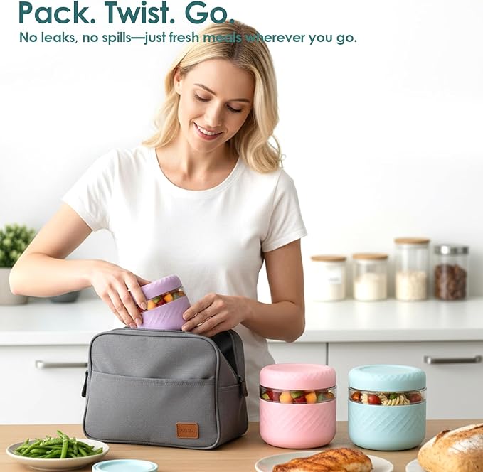 16 oz/2 Cup Glass Lunch Bowl Container with Lid, Leak & Spill Proof | BPA-Free, Microwave & Dishwasher Safe, Airtight Meal Prep & Food Storage Jar for Lunch, Salad, Soup, Oats, Stew, Yogurt