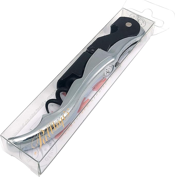 Pulltap's Genuine Slider Boss 150 Waiter's Corkscrew – Double-Hinged Wine Key with Sliding Foil Cutter – Patented Design – Made in Spain – Cromado-Negro (Chrome-Black)