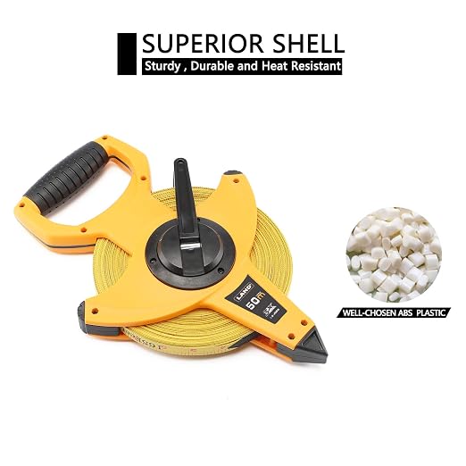 LAND 165FT/50M Heavy Duty Fiberglass Tape Measure - 1/2-Inch Wide, Dual Inch/Metric Scale, Durable Open Reel Measuring Tape for Surveying, Engineering, Runway Construction