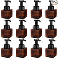 Domensi Foaming Soap Dispenser 8.5 oz Foam Pump Bottle Bulk Empty Travel Foaming Dispenser Refillable Hand Soap Plastic Pump Bottle Travel Clear Container for Bathroom Vanities(12 Pcs,Brown)
