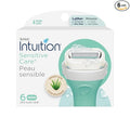 INTUITION Schick Refill, Razors for Women Sensitive Skin | Intuition Razor Blades Refill with Organic Aloe, Razor Refills , 6 Count (Pack of 1)