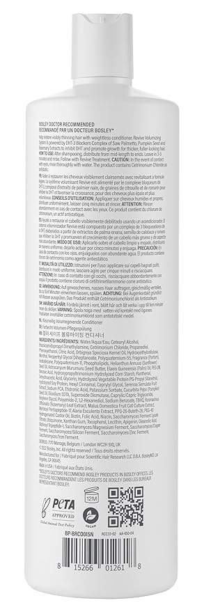 BosRevive Volumizing Conditioner for Thinning, Color/Chemically-Treated Hair – DHT Blocker, Sulfate-Free, Vegan, Biotin, Saw Palmetto & Rosemary – Thicker, Fuller Hair – 33.8 Fl Oz.