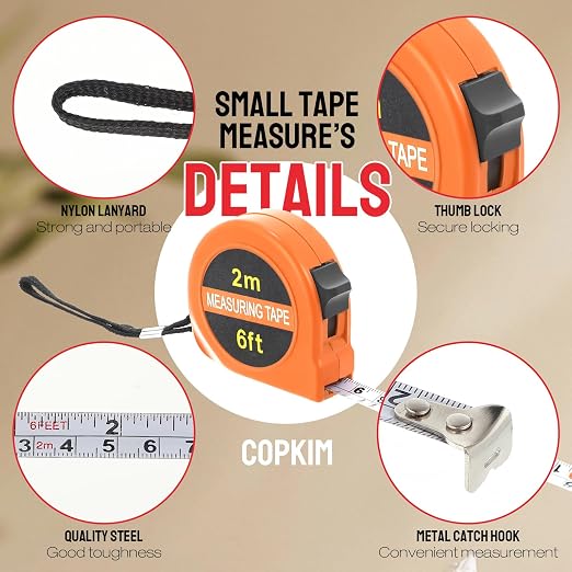 Copkim 50 Pcs 6 FT Mini Tape Measure Retractable Bulk Small Measuring Tape Pocket Size Measurement Tool for Operation Christmas Items Party Favor Gifts Stuffers for Men(Colored)