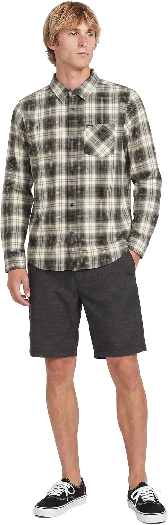 Volcom Men's Long Sleeve Flannel Shirt – Ultra-Soft Brushed Cotton Plaid Button Down