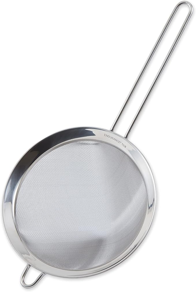 RSVP International Endurance Kitchen Collection, Stainless Steel Fine Mesh Conical Sieve/Colander, Multi-Purpose for Cooking, Baking, Loose Leaf Tea, Bar Strainer Cocktails, 8-Inch