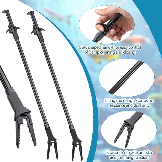 Gisafai 2 Pcs Plastic Aquarium Tongs Long Multi Purpose Trimming Feeding Aquarium Tools for Fresh Water Saltwater Fish Tanks Coral Plant (20 Inch)