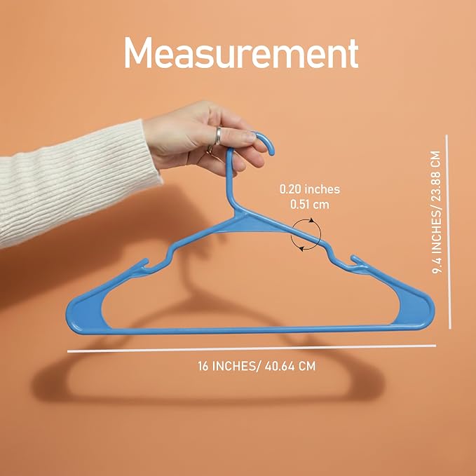 Utopia Home Plastic Hangers 30 Pack – Space Saving Clothes Hanger Blue | Durable & strong | Closet organizer & storage | Ideal for apartments, dorms & stocking stuffers