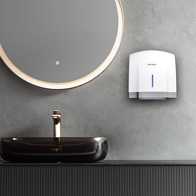 Commercial Hand Dryer Electric Compact Hand Dryer for Bathrooms Commercial 1800W High Speed Hand Dryer with Hot Cold Air and Noise Reduction 110V White