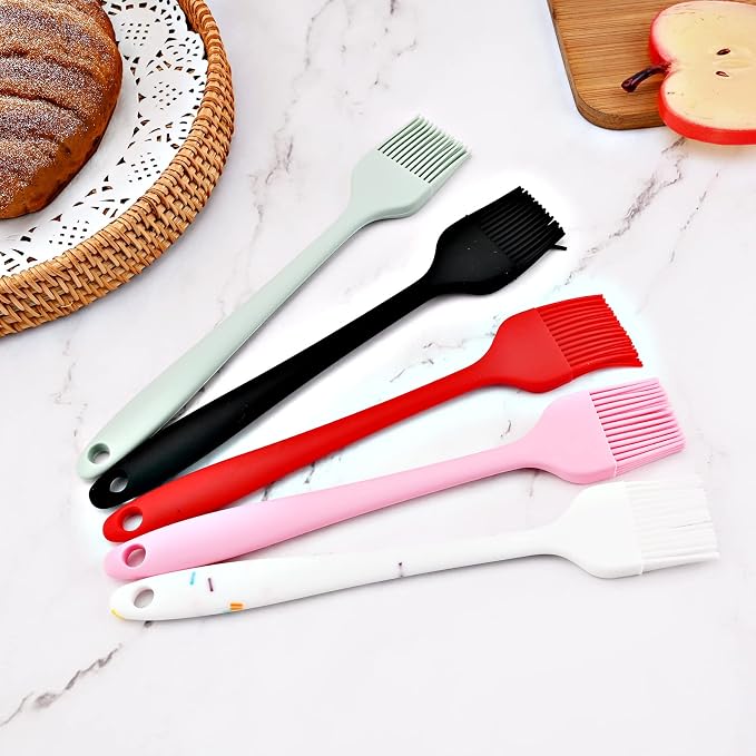6-piece Silicone Spatula Heat Resistant Kitchen Spatulas Basting Brush for Non Stick Cooking and Baking, Flexible Spatula, Dishwasher Safe, Rubber Spatula - Black