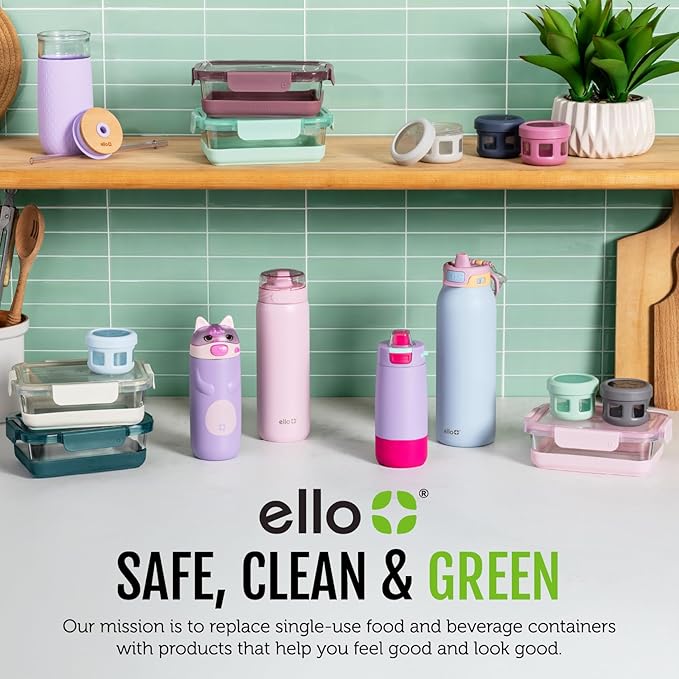 Ello Duraglass 3.4 Cup Glass Meal Prep Containers, 10 Pc, 5 Pack, Evening Orchard