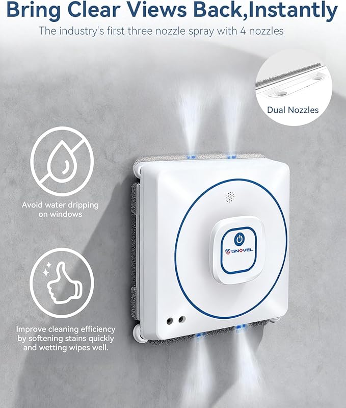 Window Cleaning Robot, 8000Pa Auto Window Cleaner with Intelligent Path Planning, 15-Stage Anti-Fall for High-Rise Glass, App & Remote Control, Hands-Free for Tile & Floor-to-Ceiling Windows