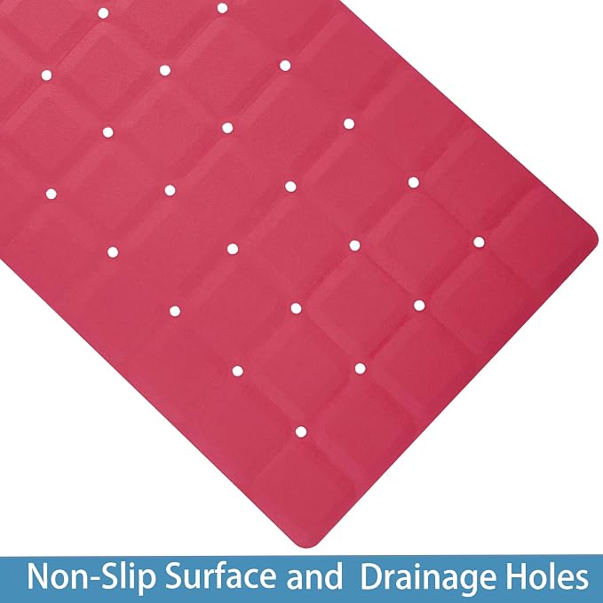 Webos Foldable Silicone Bathtub Mat: Jumbo Size Heavy Duty Safety Bath Mat for Tub Without Suction Cups Non Slip Bath & Shower Mat for Textured, Reglazed, Refinished Tub (Crimson Red, 35.8 x 17.7)