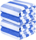 JML Bath Towels, Pack of 4, 30"x60", Large, Cabana Stripe Blue | Hanging Loop, Lint Free, Oversized, Soft, Super Absorbent,Fast Drying, Perfect for Shower, Sauna, Gym, Sports, Fitness, Yoga
