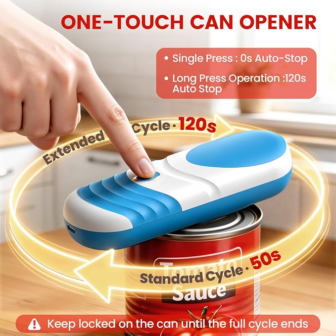 One Touch Electric Can Opener Automatic Can Opener for Seniors, Rechargeable Smooth Edge Can Opener with Magnetic Cover Catch, Food Safe Kitchen Gadget for Arthritis Hands