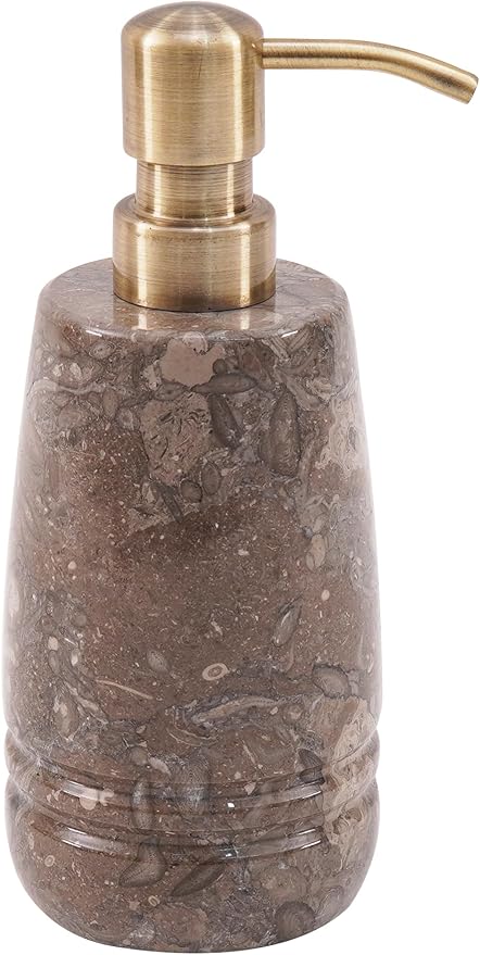 Marble Soap Dispenser 7.5'' Dish Soap Dispenser with Stainless Steel Pump, Refillable Liquid Hand Soap Dispenser with 8.5 Oz Capacity for Kitchen Sink and Bathroom Countertop