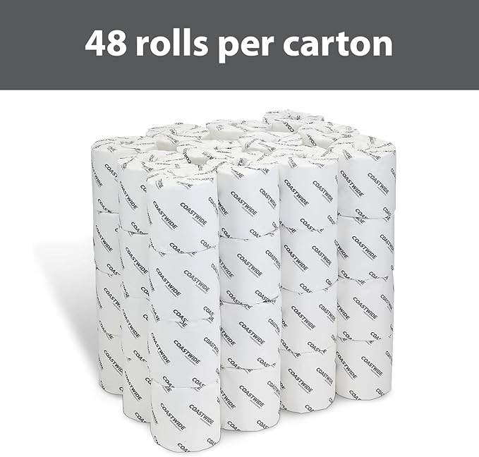 Coastwide Professional Recycled Toilet Paper, 2-ply, White, 360 Sheets/Roll, 48 Rolls/Case
