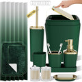 XLHOMO Bathroom Accessory Set - 24PCS Luxury Bathroom Accessories Set, Bathroom Sets with Shower Curtain and Rugs, Green Bathroom Set with Trash Can, Toothbrush Holder & Soap Dispenser for Home Decor