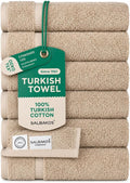 SALBAKOS 6-Piece 100% Turkish Cotton Hand Towels, 16x30 inch, Taupe | Large Size Thick Super Soft Highly Absorbent, Versatile Hair Face & Hand Drying Towel, Premium Hotel Quality Made in Turkey