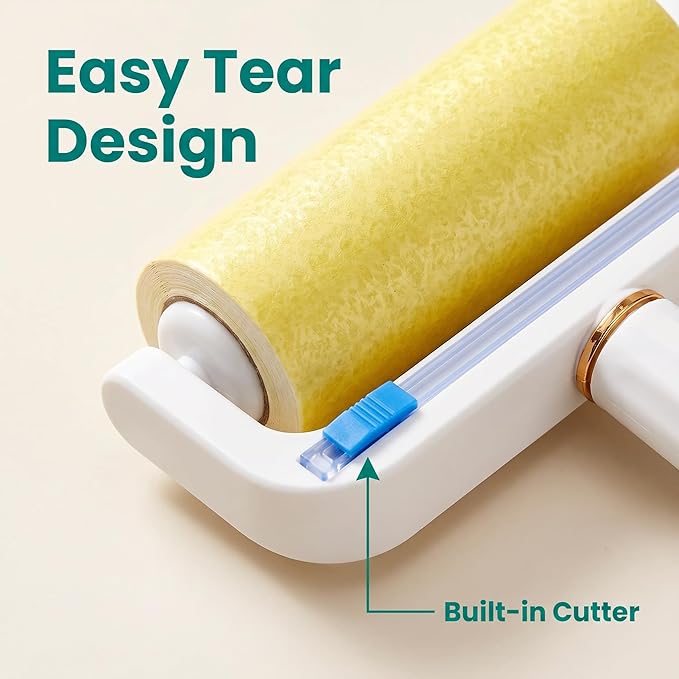 Extra Sticky Lint Roller for Pet Hair, 10cm & 16cm Wide, Tearable Reverse Roll with Reusable Handle, Strong Adhesive for Clothes, Sofa, Carpet, Furniture, Dog & Cat Hair Remover (6.4in)