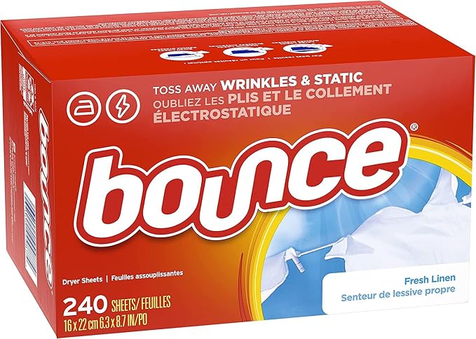Bounce Dryer Sheets Fabric Softener | Fresh Linen | 240 Sheets, Pack of 4
