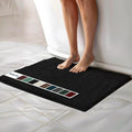Muddy Mat® | Chenille Bathroom Rugs Quick Dry Microfiber Mats Non Slip Washable, Extra Thick, Soft and Highly Absorbent Bath Mats for Bathroom, Kitchen, and Shower Floor - Black 24"x35"