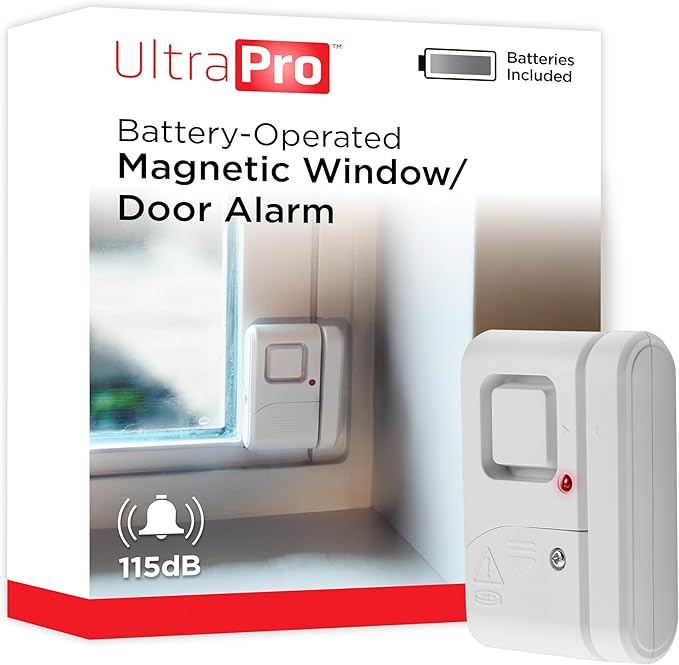 UltraPro Personal Security Window and Door Alarm, 1 Pack, DIY Protection, Burglar Alert, Wireless Chime/Alarm, Easy Installation, Home Security, Ideal for Home, Garage, Apartment, White, 56789