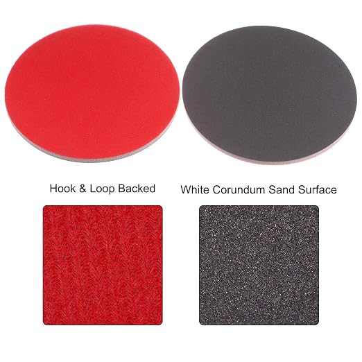uxcell 6pcs 1200 Grit Sanding Sponge 6 Inch Hook and Loop Sponge Sanding Disc Wet/Dry for Car Wood Drywall Metal