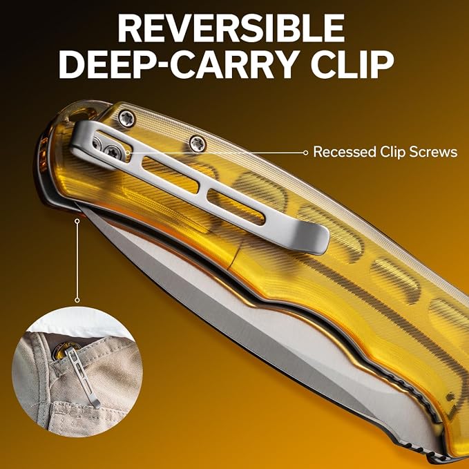 CIVIVI Praxis Large Folding Pocket Knife for EDC, 3.75" Blade C803L | Modern Aesthetics Ultem Handle, Comfortable Grip, Liner Lock, Deep Carry Reversible Clip for EDC
