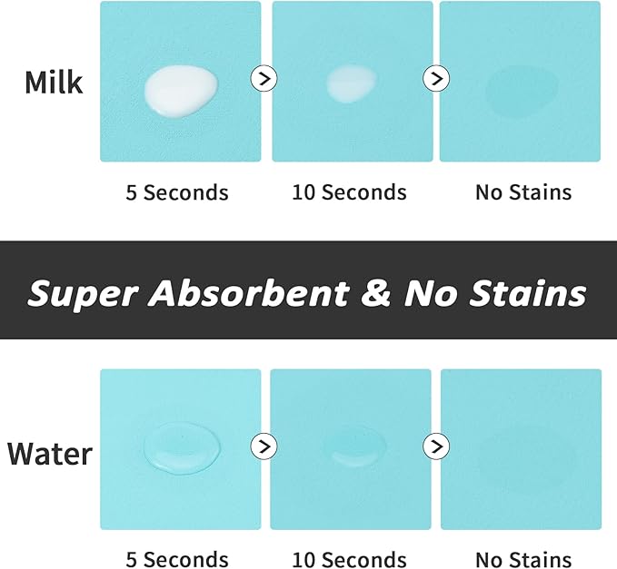 HotLive Dog Food Mat - Absorbent Cat Mat for Food and Water, No Stains Pet Feeding Bowl Mat, Easy to Clean Pet Placemats, Quick Dry Dog Water Dispenser Mat for Messy Drinkers | Paw Teal 18"x 28"