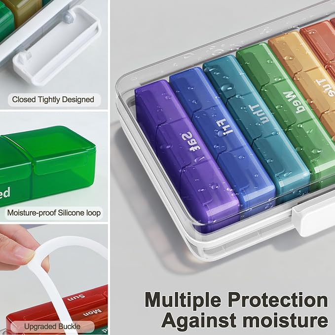 CTIME 4-Tier XL Medicine Organizer with Leather Handle - Portable Pill Case & Empty First Aid Kit for Home, Travel, RV, School, Dorm | Ideal Elderly Gift
