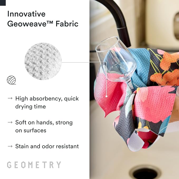 GEOMETRY Kitchen Tea Towels - Quick Dry Microfiber Dish Towels for Kitchen My Garden, 18" x 30" 1 Pack