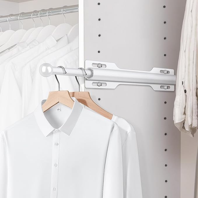 12" Valet Rod for Closet Pull Out (1 Pack, White)