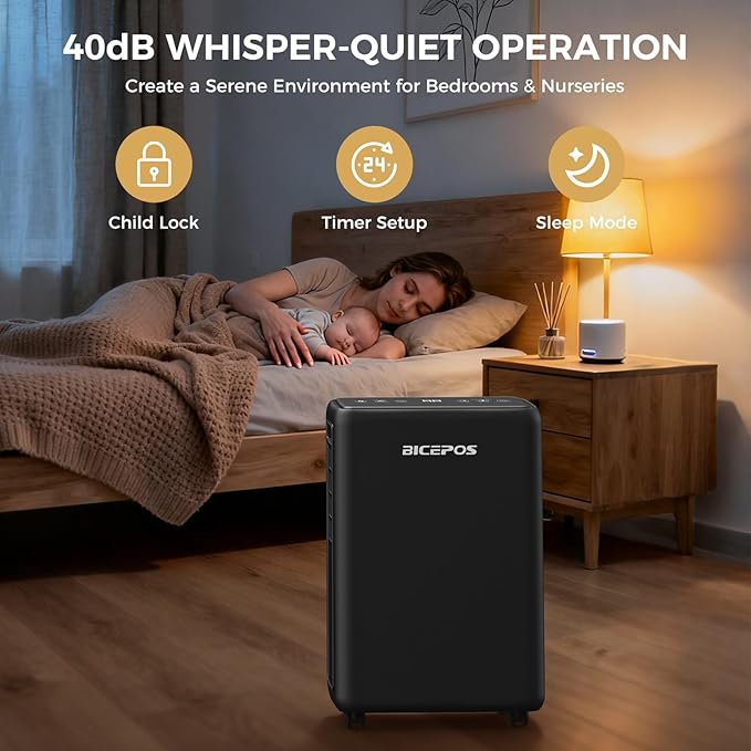2000 Sq.Ft Dehumidifier for Basement, 30 Pints Dehumidifiers for Home with Drain Hose, 0.52 Gal Water Tank, Intelligent Humidity Control Auto Shut Off for Bathroom, Laundry, RV, Office