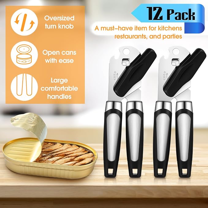Gisafai 12 Pcs Manual Can Opener Bulk with Sharp Blade Smooth Edge Multifunctional Kitchen Gadget Handheld Openers Large Handheld Knob Can and Bottle Animals for Dorm Kitchen Essentials Gifts
