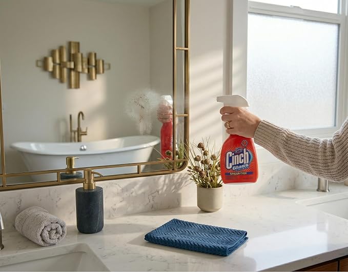 Spic & Span Cinch Glass Cleaner, 32 oz Spray Bottles, Streak-Free Window and Mirror Cleaner, Pack of 6