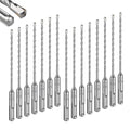 GEINXURN 15 PCS 5/32" x 6" Double Thread Rotary Hammer Drill Bits, Masonry Drill Bits Tool Set Carbide Tipped, Drilling in Brick, Stone and Concrete, Cement Walls
