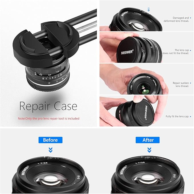 Neewer Camera Lens Vise Repair Tool for Lens and Filter, Ring Adjustment Range 27mm to 130mm, Steel Construction