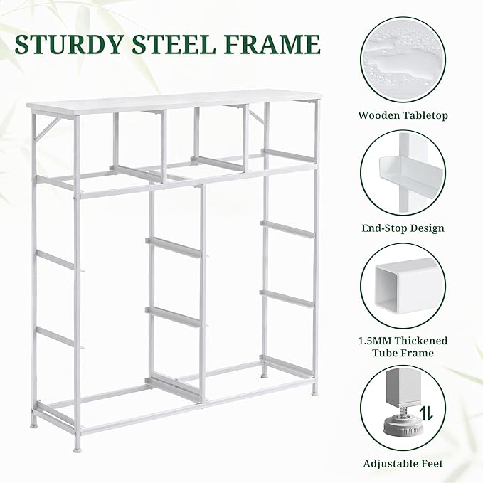 9-Drawer Dresser for Bedroom, Anti-Tip Tall Storage Organizer Chest of Drawers with Wooden Top and Metal Frame Fabric Bins for Closet, Living Room, Hallway, Entryway, Ivory White
