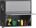 Coolsun 2 Door Metal Wall Cabinet, Garage Wall Cabinet with Up-Flip Door, 25.6" H Wall Mounted Metal Storage Cabinet for Garage,Basement,Ware House Assembly Required