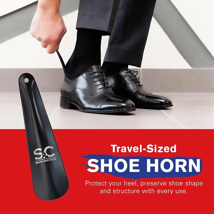 Stone and Clark 11 PC Shoe Shine Kit - Premium Shoe Polish Kit for Shoes - Black, Brown & Neutral Shoe Creams with Brushes, Laces, Buffing Cloth, Shoe Horn & More - Travel Essentials Shoe Care Kit