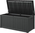 Outdoor Storage Box, 150 Gallon Large Outdoor Resin Deck Box, Storage Waterproof Boxes Lockable Lid for Garden Tools, Pool Supplies, Patio Furniture and Cushions, Black