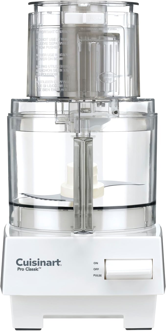 Cuisinart 7-Cup Pro Classic Food Processor, 600-Watt Motor, Vegetable Chopper & Blender for Mincing, Dicing, Shredding, Puree & Kneading Dough, DLC-10SYP1, White | 600W Motor, Extra-Large Feed Tube, 4mm Stainless Slicing and Shredding Discs, Chopping B...
