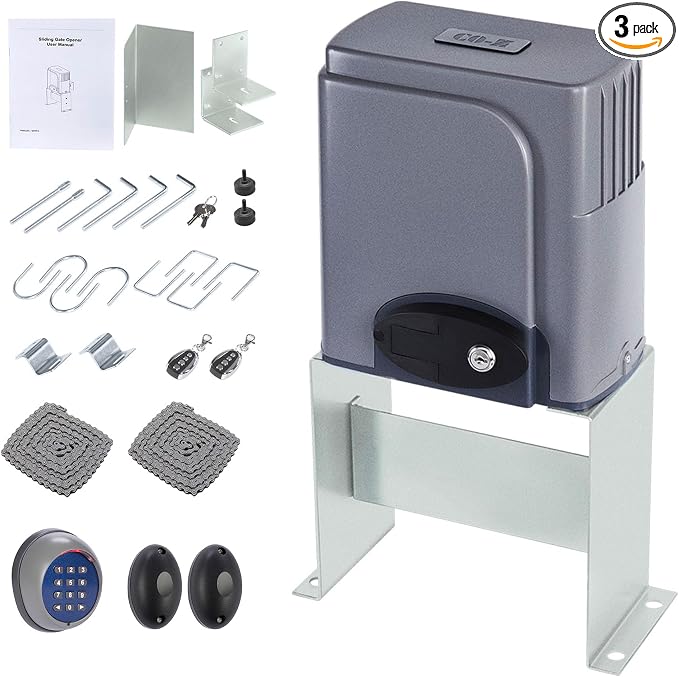 CO-Z Automatic Gate Opener with Wireless Gate Opener Keypad, 280W Sliding Door Opener Kit for 1400lb Doors, Smart Driveway Sliding Gate Opener with 20ft Driven Chain