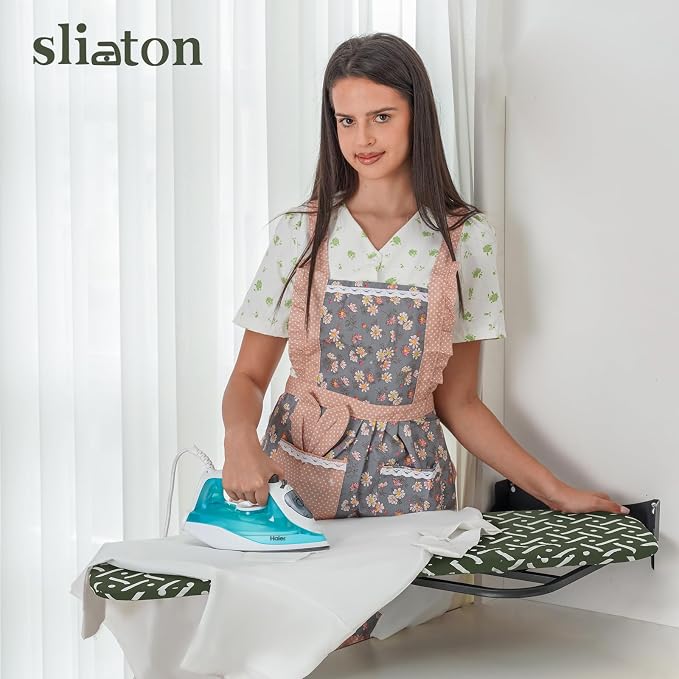Wall-Mounted Steel Farme Folding Ironing Board, 36.5 x 12 inches, 180° Rotating, Space-Saving Design