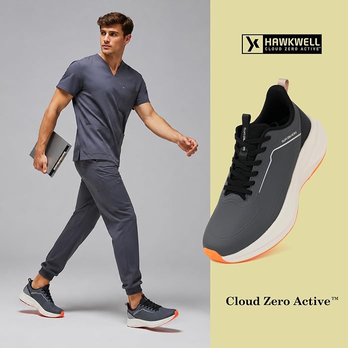 Hawkwell Men's Cloud Zero Active WaterShell Nursing Shoes Water Resistant Lightweight Non Slip Medical Work Sneakers
