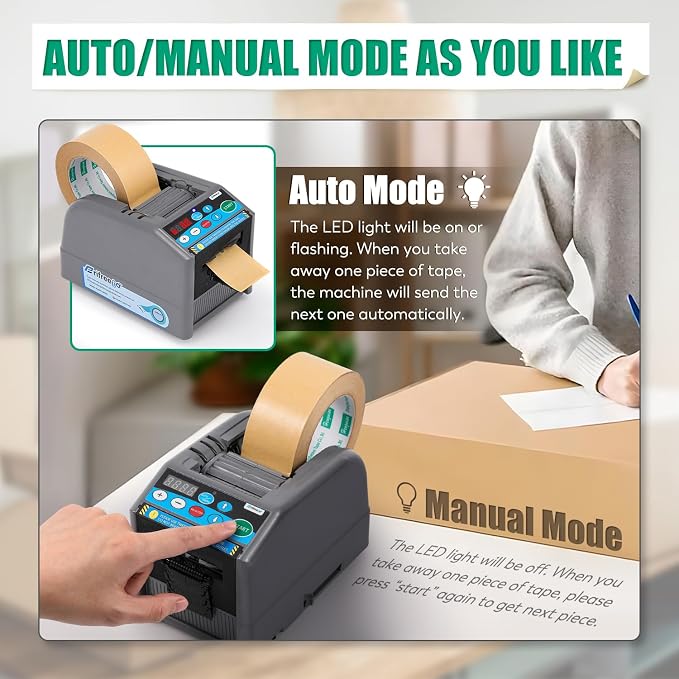 Automatic Tape Dispenser Electric Tape Cutter, 39" MAX Cutting Length, with Manual & Auto Modes, Cutting Various Tapes with 0.24-2.36" Width, for Office Warehouse Use, Package Packing