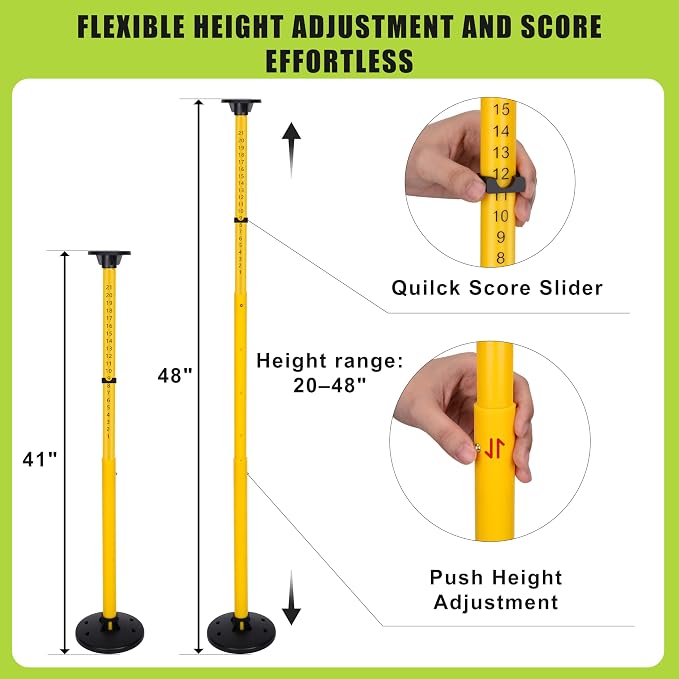 Flying Disc Game Set with Height-Adjustable Poles & Score Tracker | Outdoor Bottle Toss Game for Beach, Lawn, Camping, Polish Horseshoes Set for Family & Friends Party Games