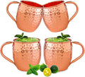 UNISWEET Moscow Mule Copper Mugs-100% Pure Copper Handmade, Classic Welding Handles, 16oz for Drinking, Premium Moscow Mule Copper Cups Set of 4 for Cold Drinks Cocktail Beer Wine Party Bar
