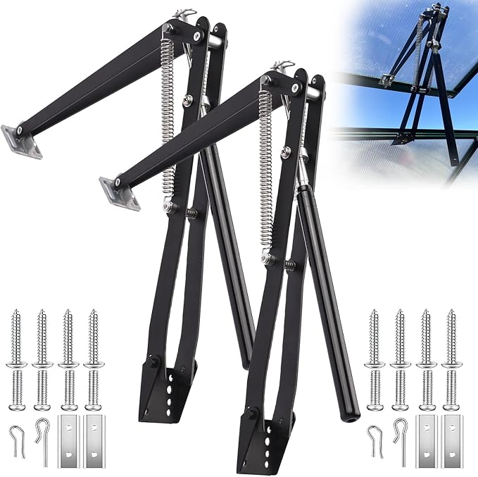 2 Pack Solar Automatic Window Opener, Thermal Sensitive Vent Opener Kit | Corrosion Resistant Greenhouse Supplies Stepless Opening for Greenhouse Accessories Hothouse, Dual Spring Up to 30lbs