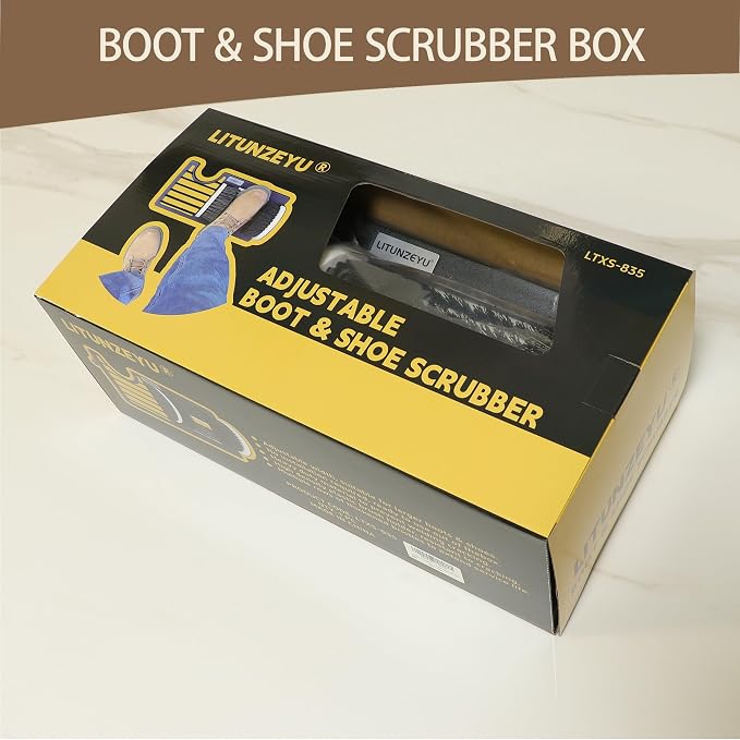 Adjustable Boot Brush Scraper Outdoor, Shoe Cleaner Brush,Heavy Duty Boot Scrubber for Mud, Garden, Garage, FarmDirt & Snow & Extra Wide